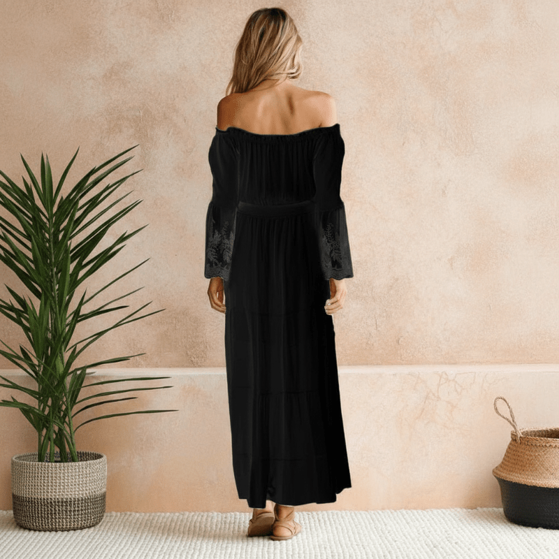 Florence | Women's Flowing Lace-Trimmed Elegant Off-Shoulder Summer Dress