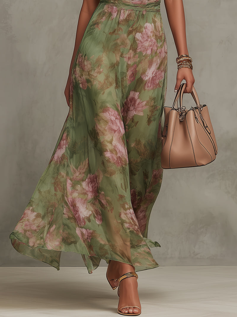 Margaret | Women's Flowing Maxi Summer Halter Floral Dress