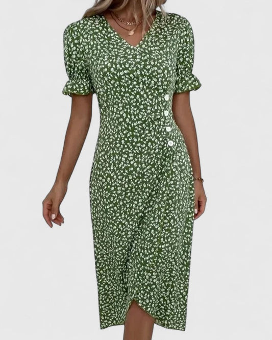 Olivia | Women's Floral Wrapped Summer Dress with Short Sleeves