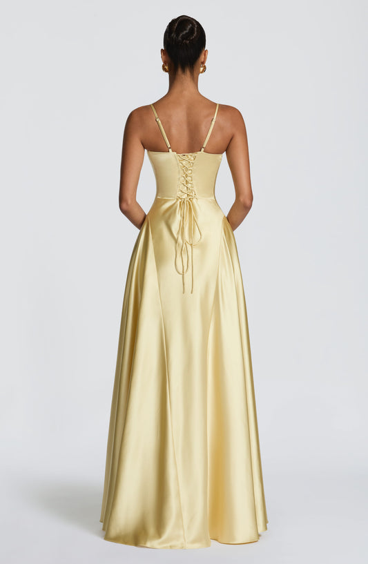 Summer | Women's Floor-Length Lace-Up Satin Cupped Evening Dress