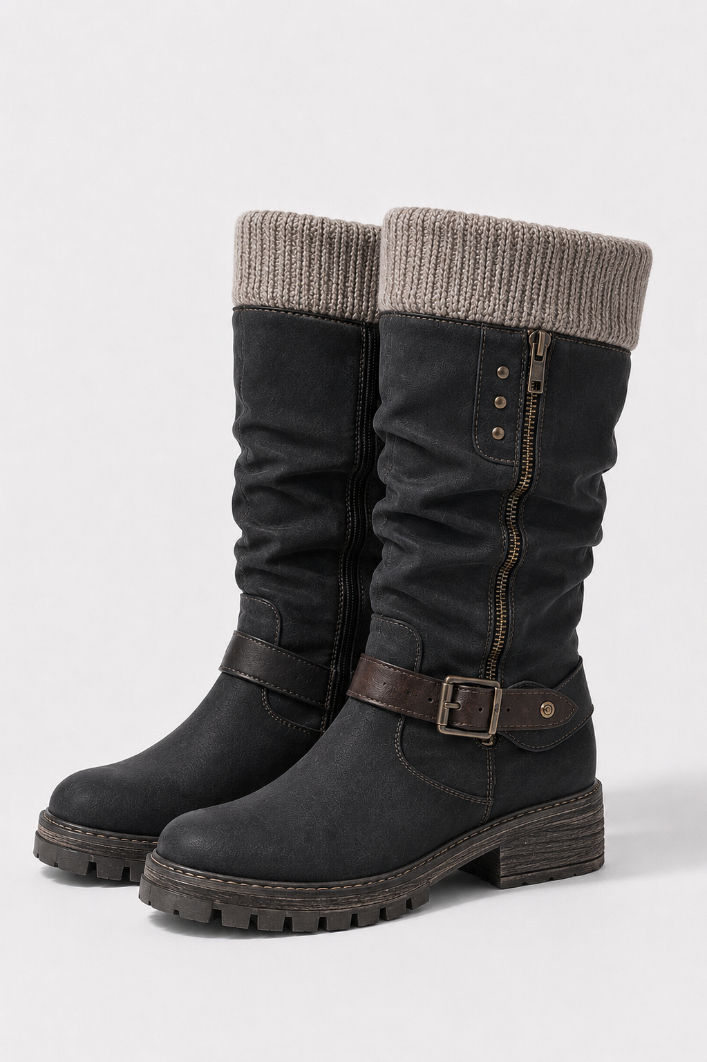 Women’s Knit Detail Knee High Boots