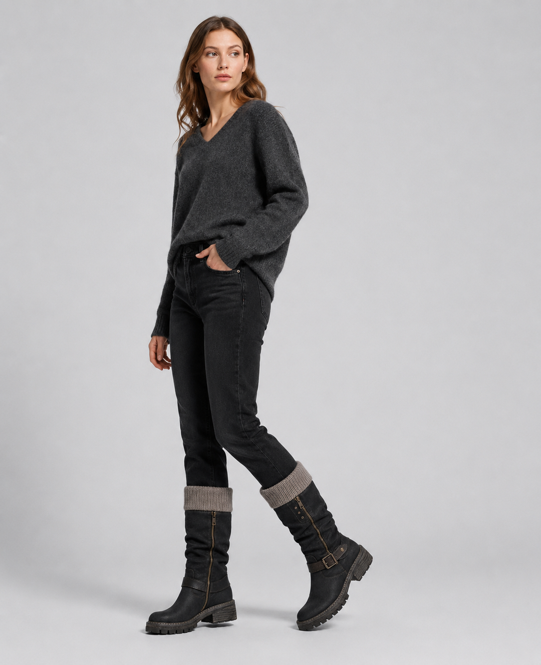 Women’s Knit Detail Knee High Boots