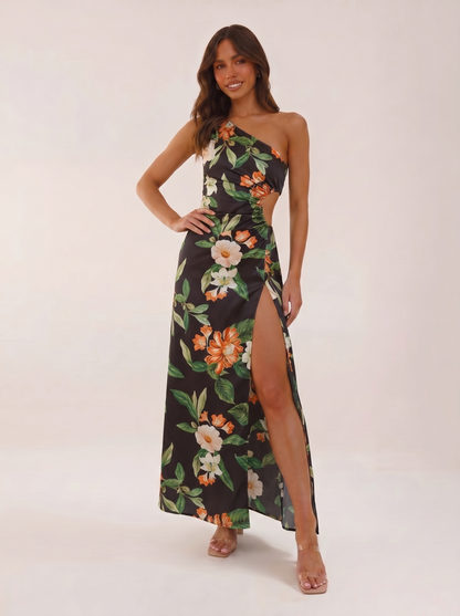 Isabella | Women's One-Shoulder Floral Midi Dress