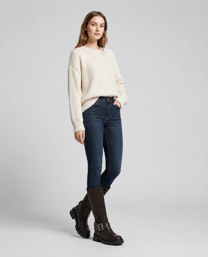 Women's Knee High Buckle Flat Boots