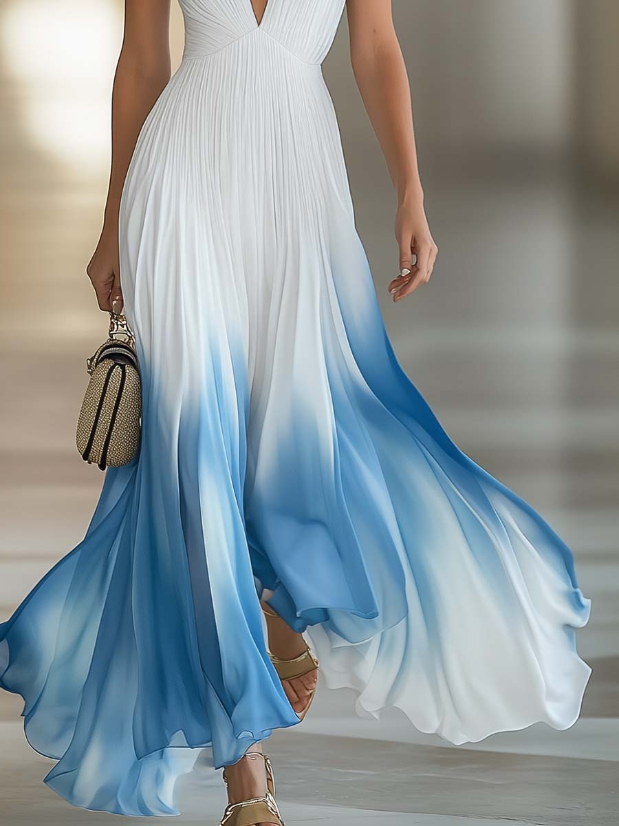 Angela | Women's Ombre Wedding Guest Chiffon Maxi Dress