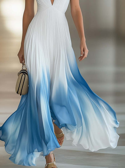 Angela | Women's Ombre Wedding Guest Chiffon Maxi Dress