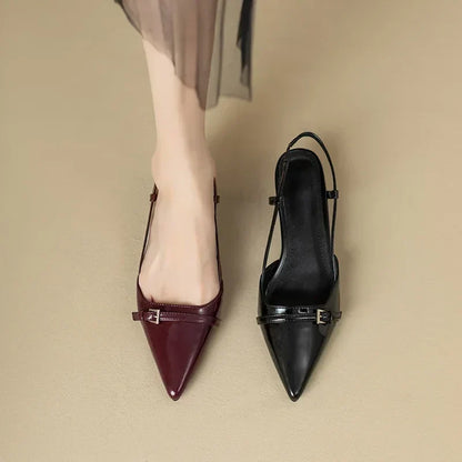 Beatrice | Women's Orthpedic Summer Kitten Heels Pointed Burgundy