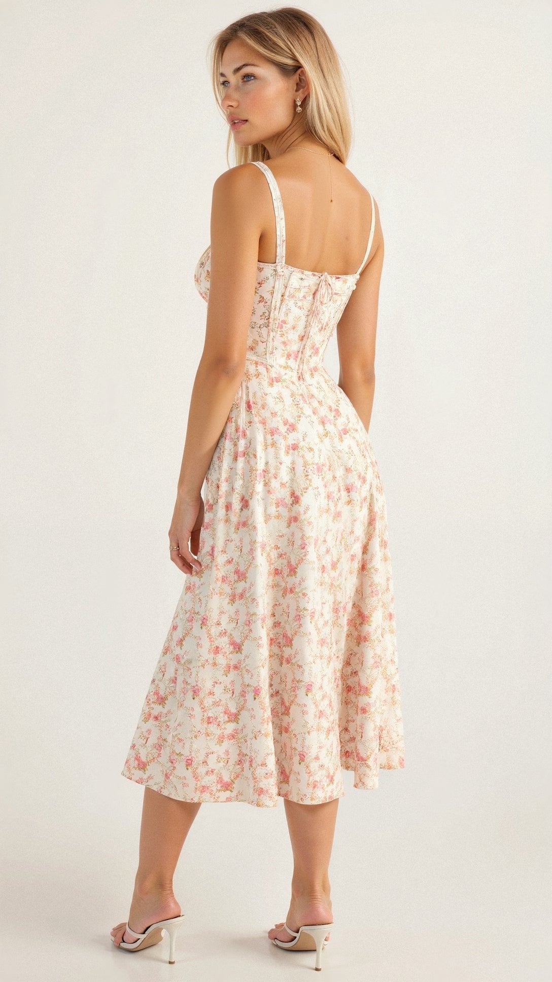 Caroline | Women's Corset Wedding Guest Midi Dress