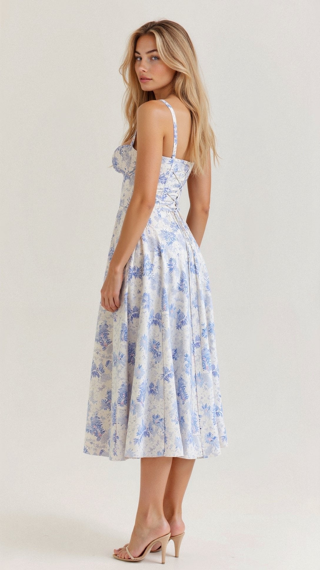 Caroline | Women's Corset Wedding Guest Midi Dress