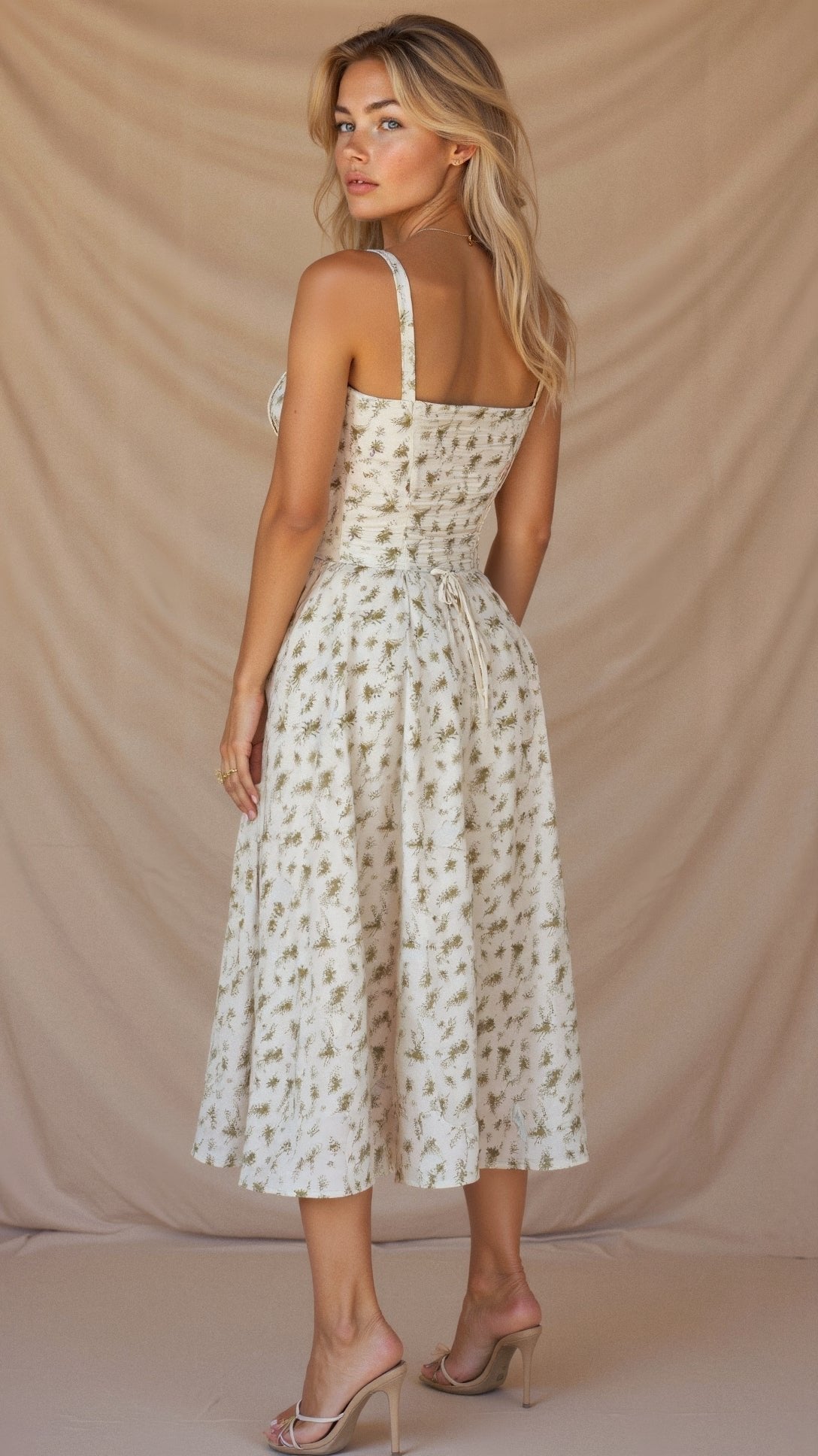 Caroline | Women's Corset Wedding Guest Midi Dress