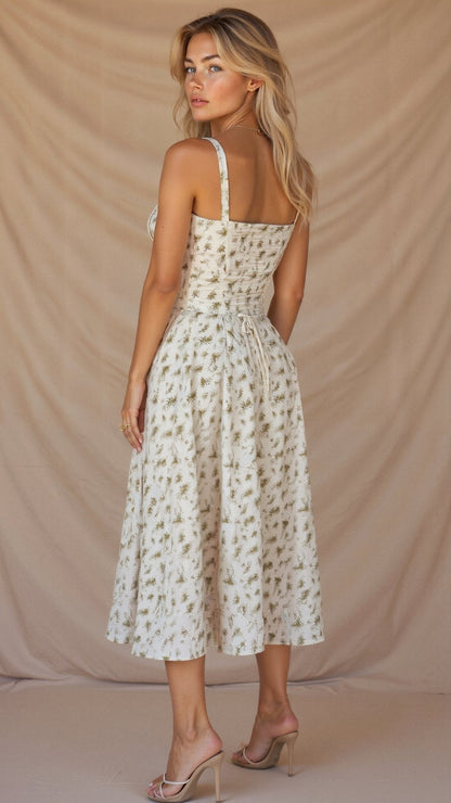 Caroline | Women's Corset Wedding Guest Midi Dress