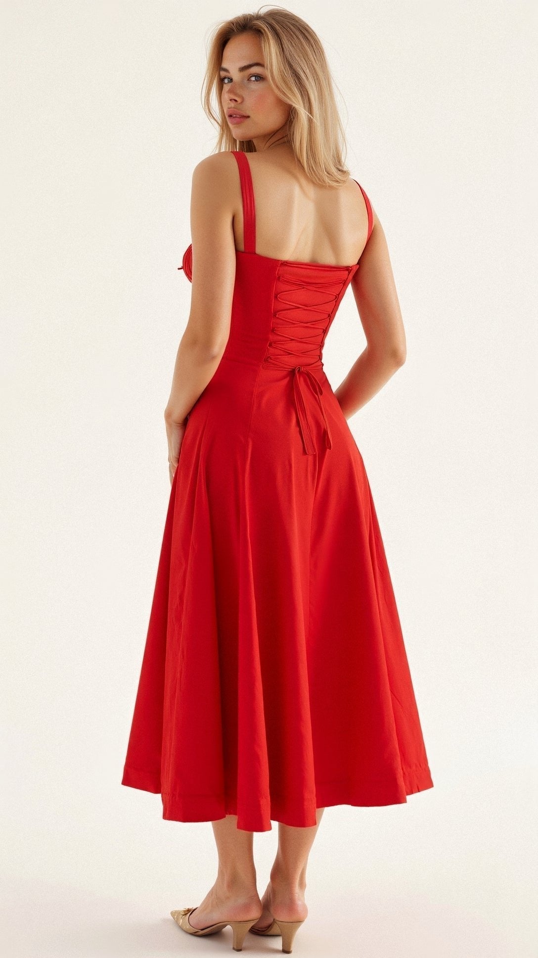 Caroline | Women's Corset Wedding Guest Midi Dress
