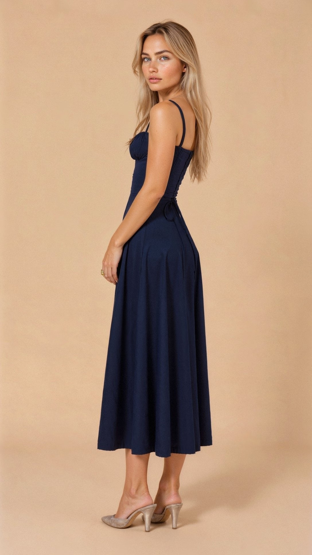 Caroline | Women's Corset Wedding Guest Midi Dress