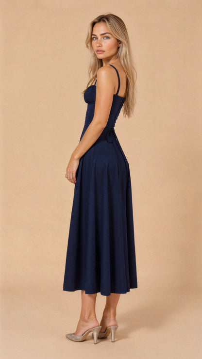Caroline | Women's Corset Wedding Guest Midi Dress