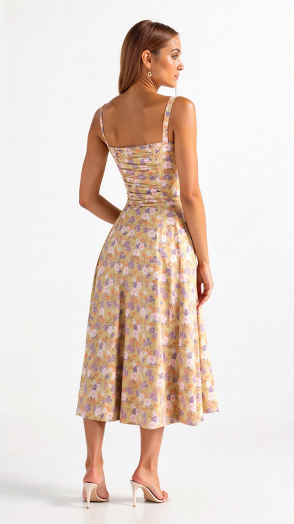 Caroline | Women's Corset Wedding Guest Midi Dress