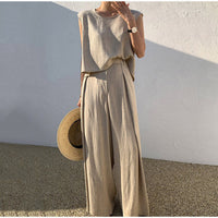 Christine | Women's Sleeveless Linen Two Piece Set