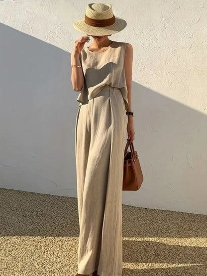 Christine | Women's Sleeveless Linen Two Piece Set