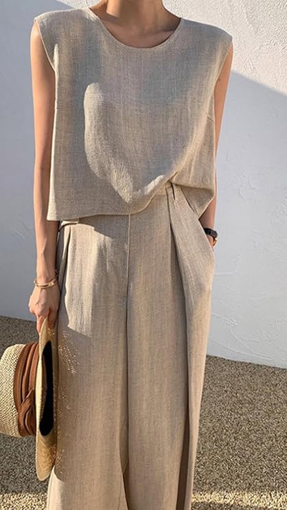 Christine | Women's Sleeveless Linen Two Piece Set