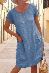 Cordelia | Women's Casual Round Neck Linen Dress