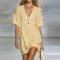 Deborah | Women's Casual Summer Linen Shirt Dress