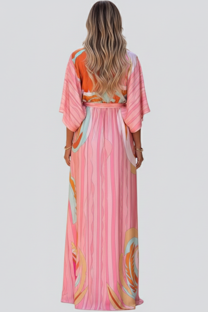 Deborah | Women's Flowing Printed Summer Dress with Batwing Sleeves