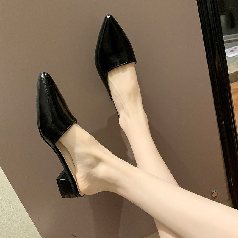 Emily | Women's Backless Block Heel Slip-on Point Toe Sandals with Low Heel