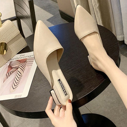 Emily | Women's Backless Block Heel Slip-on Point Toe Sandals with Low Heel