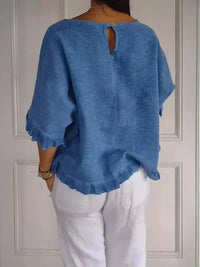 Emma | Women's Summer Round Neck Linen Blouse