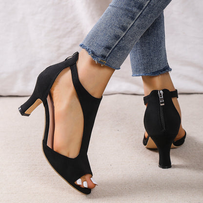 Evie | Women's Peep Toe Cut-Out Elegant Summer Sandals with Heel