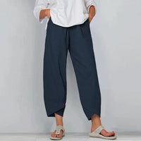 Fenella | Women's Cropped Side Pockets Linen Pants