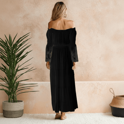 Florence | Women's Flowing Lace-Trimmed Elegant Off-Shoulder Summer Dress