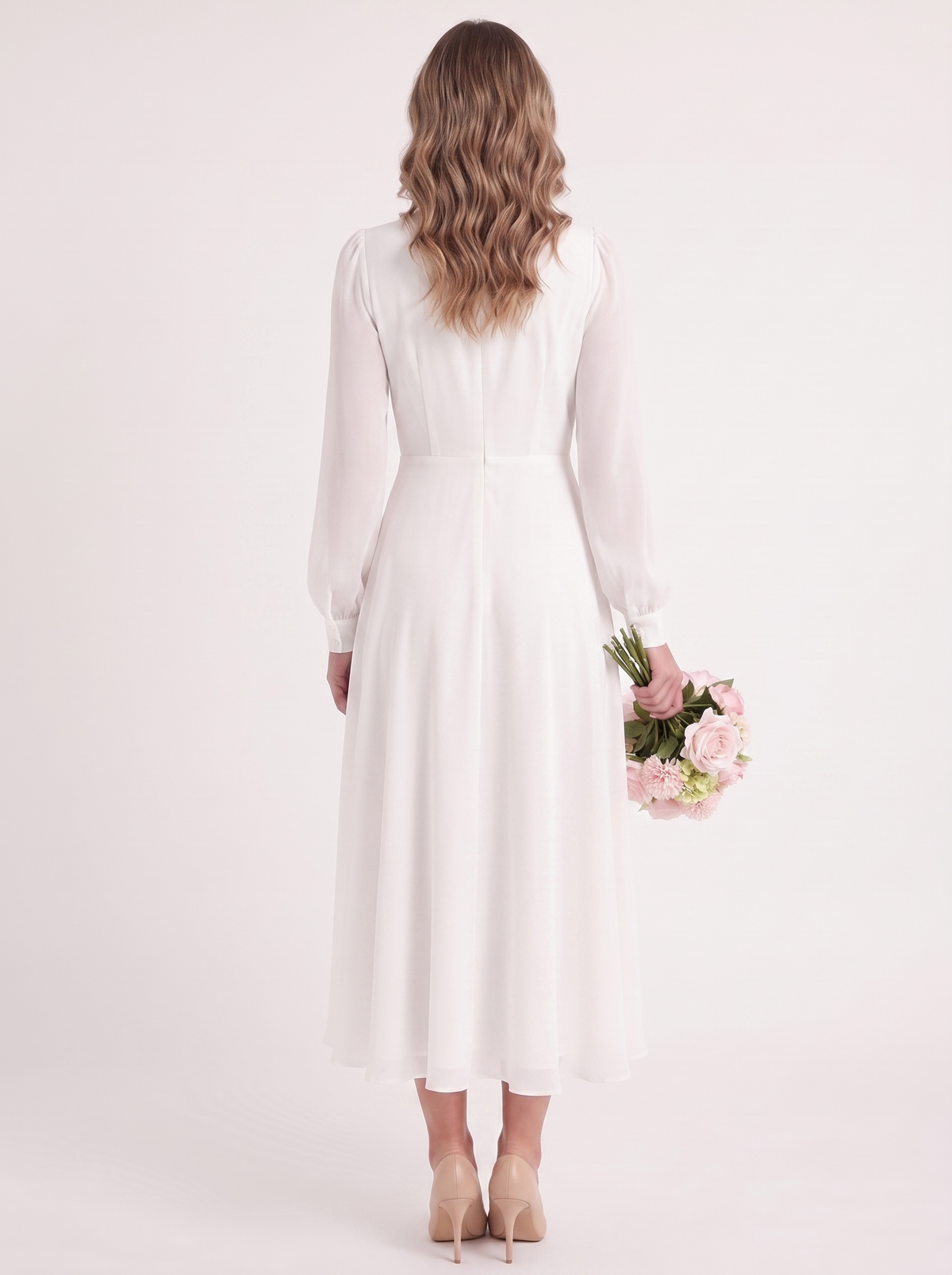 Gemma | Women's White Wedding Guest Midi Dress