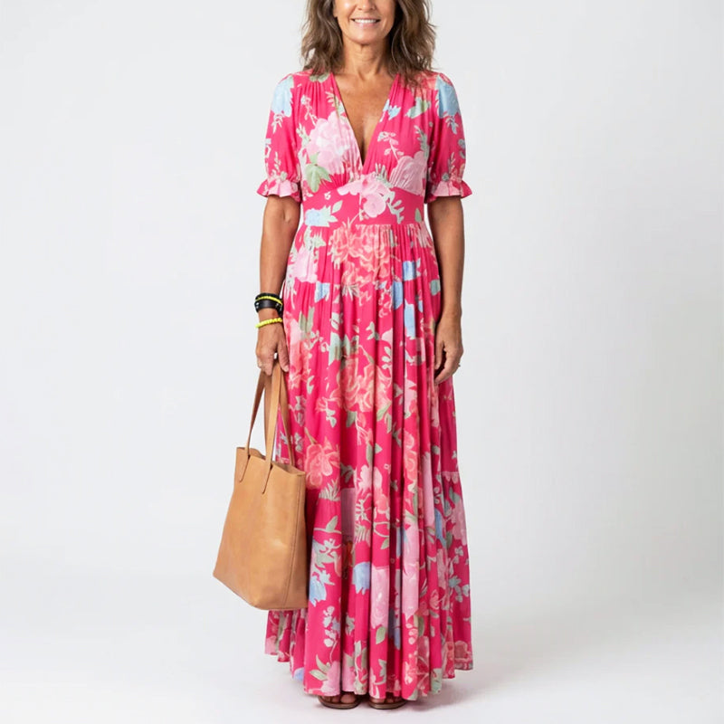 Gillian | Women's Floral V-neck Summer Long Dress