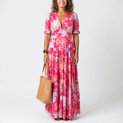 Gillian | Women's Floral V-neck Summer Long Dress