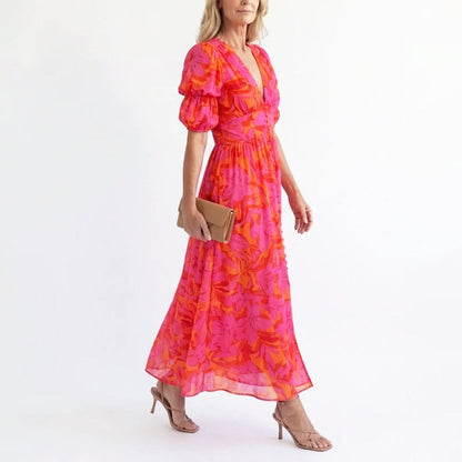 Hannah | Women's Elegant Puff Sleeve Floral Summer Dress