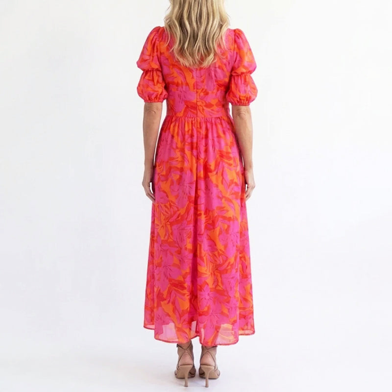 Hannah | Women's Elegant Puff Sleeve Floral Summer Dress
