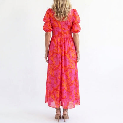 Hannah | Women's Elegant Puff Sleeve Floral Summer Dress