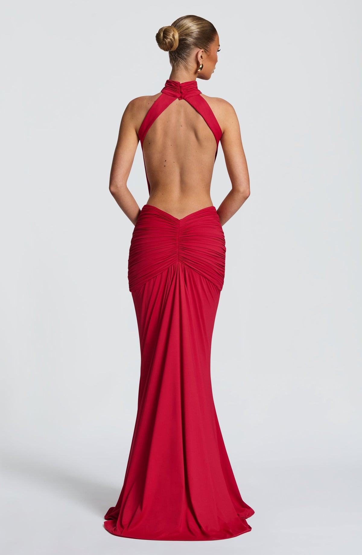 Harriet | Women's Open-Back Ruched Halterneck Maxi Summer Dress