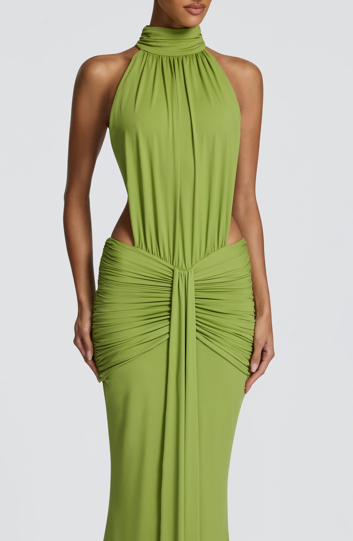 Harriet | Women's Open-Back Ruched Halterneck Maxi Summer Dress