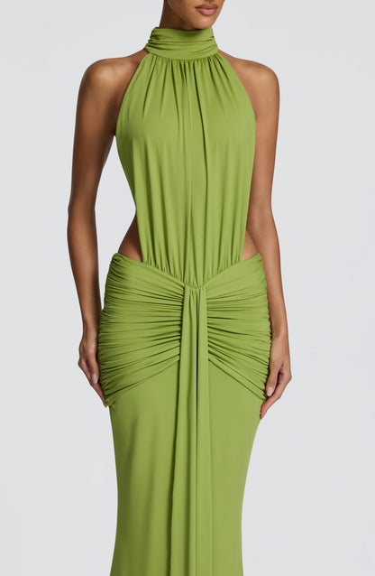 Harriet | Women's Open-Back Ruched Halterneck Maxi Summer Dress