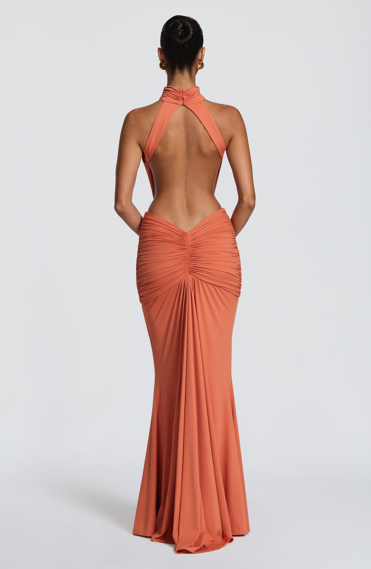 Harriet | Women's Open-Back Ruched Halterneck Maxi Summer Dress