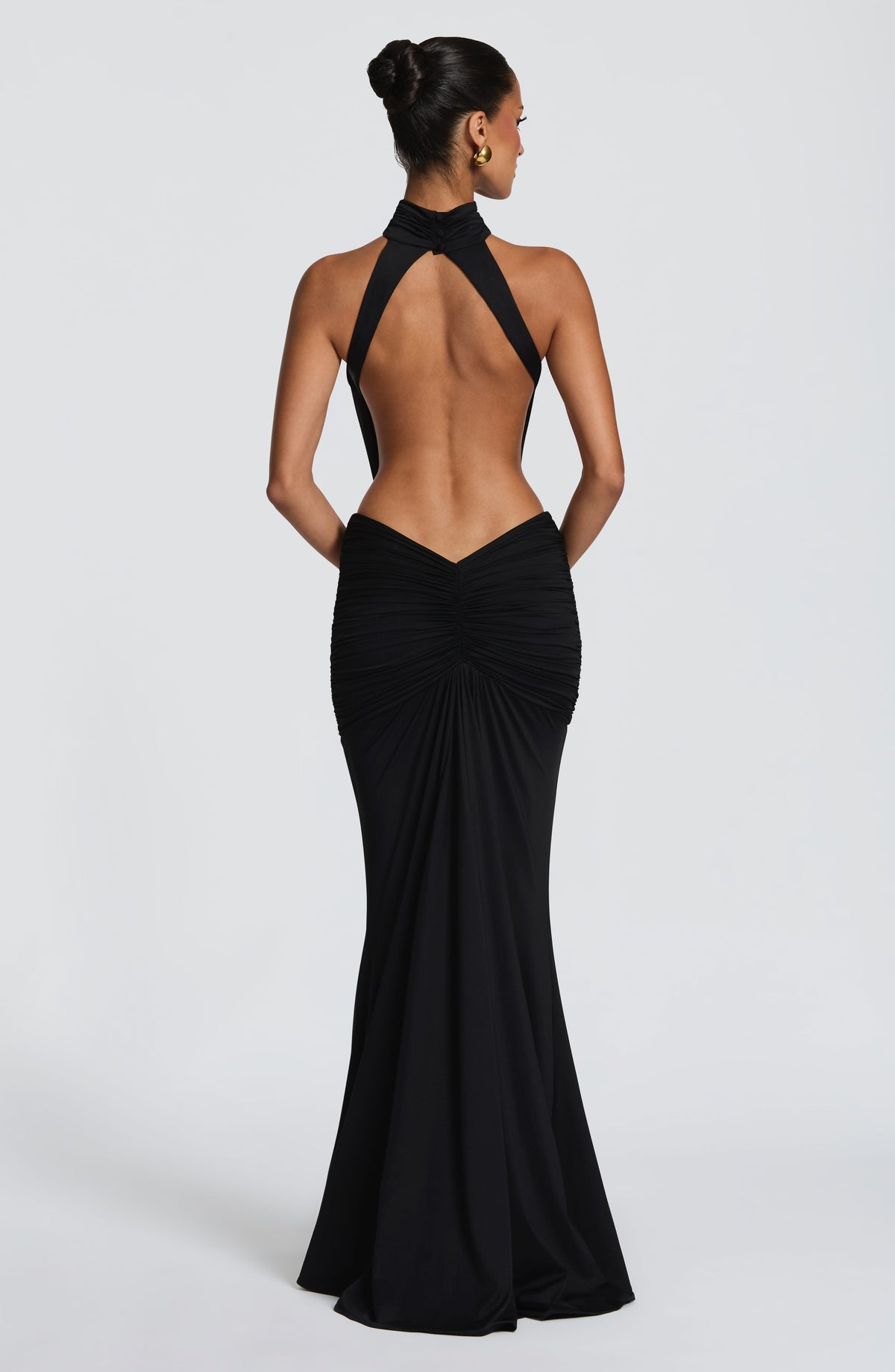 Harriet | Women's Open-Back Ruched Halterneck Maxi Summer Dress