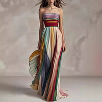 Maribel | Women's Strapless Pleated Maxi Dress