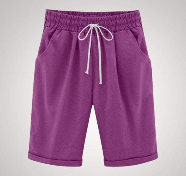 Cordelia | Women's Casual Drawstring Linen Pockets Shorts
