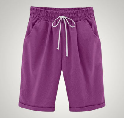Cordelia | Women's Casual Drawstring Linen Pockets Shorts
