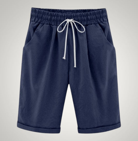 Cordelia | Women's Casual Drawstring Linen Pockets Shorts