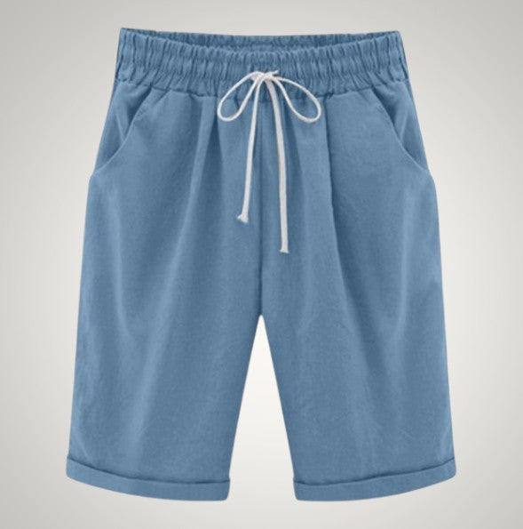 Cordelia | Women's Casual Drawstring Linen Pockets Shorts