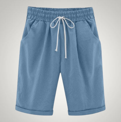 Cordelia | Women's Casual Drawstring Linen Pockets Shorts