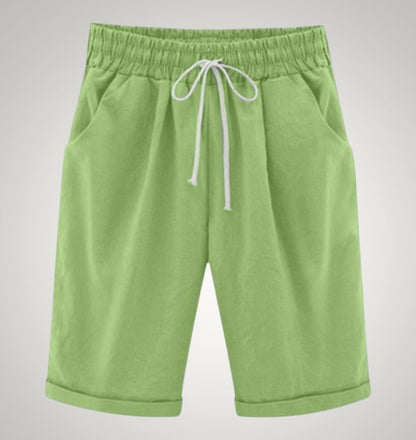 Cordelia | Women's Casual Drawstring Linen Pockets Shorts