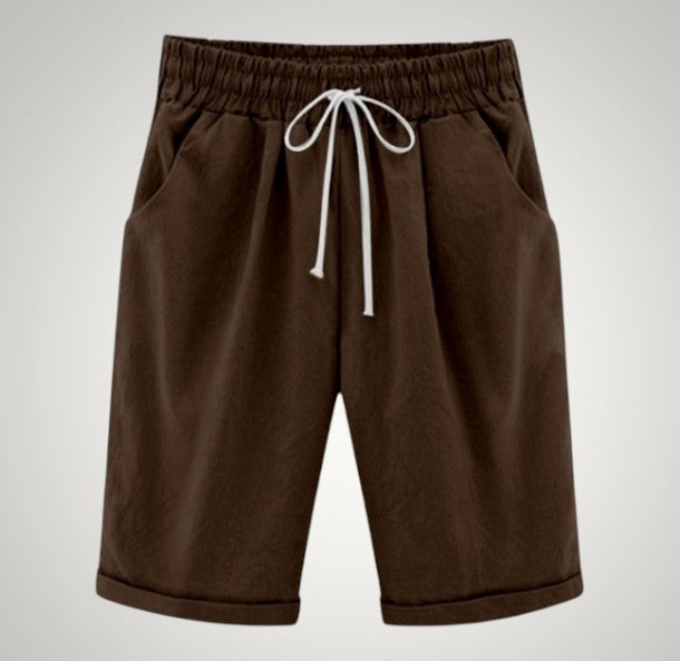 Cordelia | Women's Casual Drawstring Linen Pockets Shorts